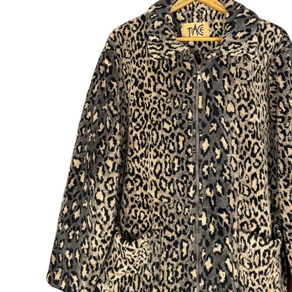 Vintage 90s Leopard Print Fleece Jacket, Zip Up, Animal Print - Picture 5 of 8